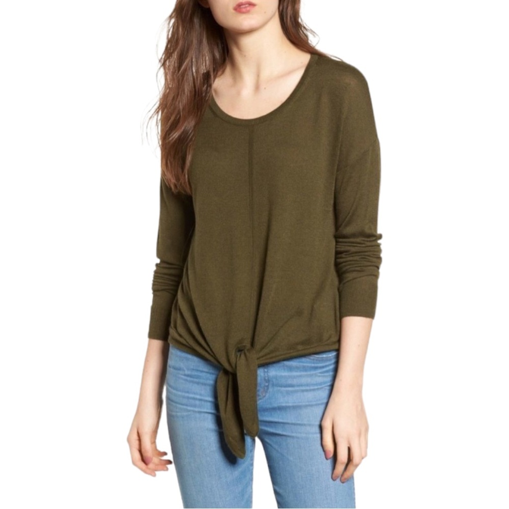 Madewell Women’s long sleeve tie front lightweight sweater—Sz XXS